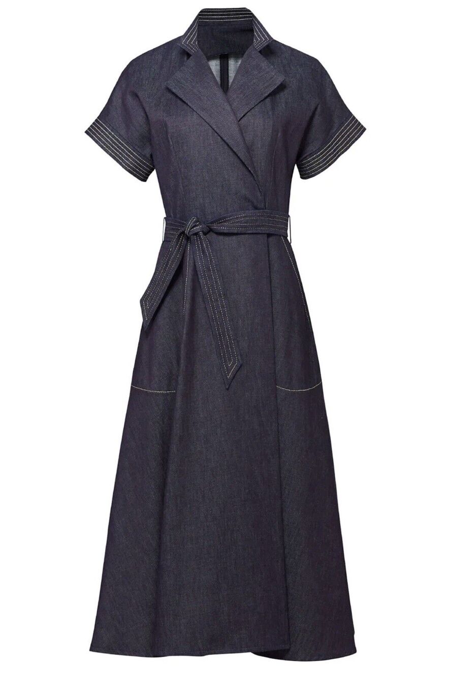 Martin Grand Denim Wrap Shirt Dress 34 US 2 XS NO BELT
